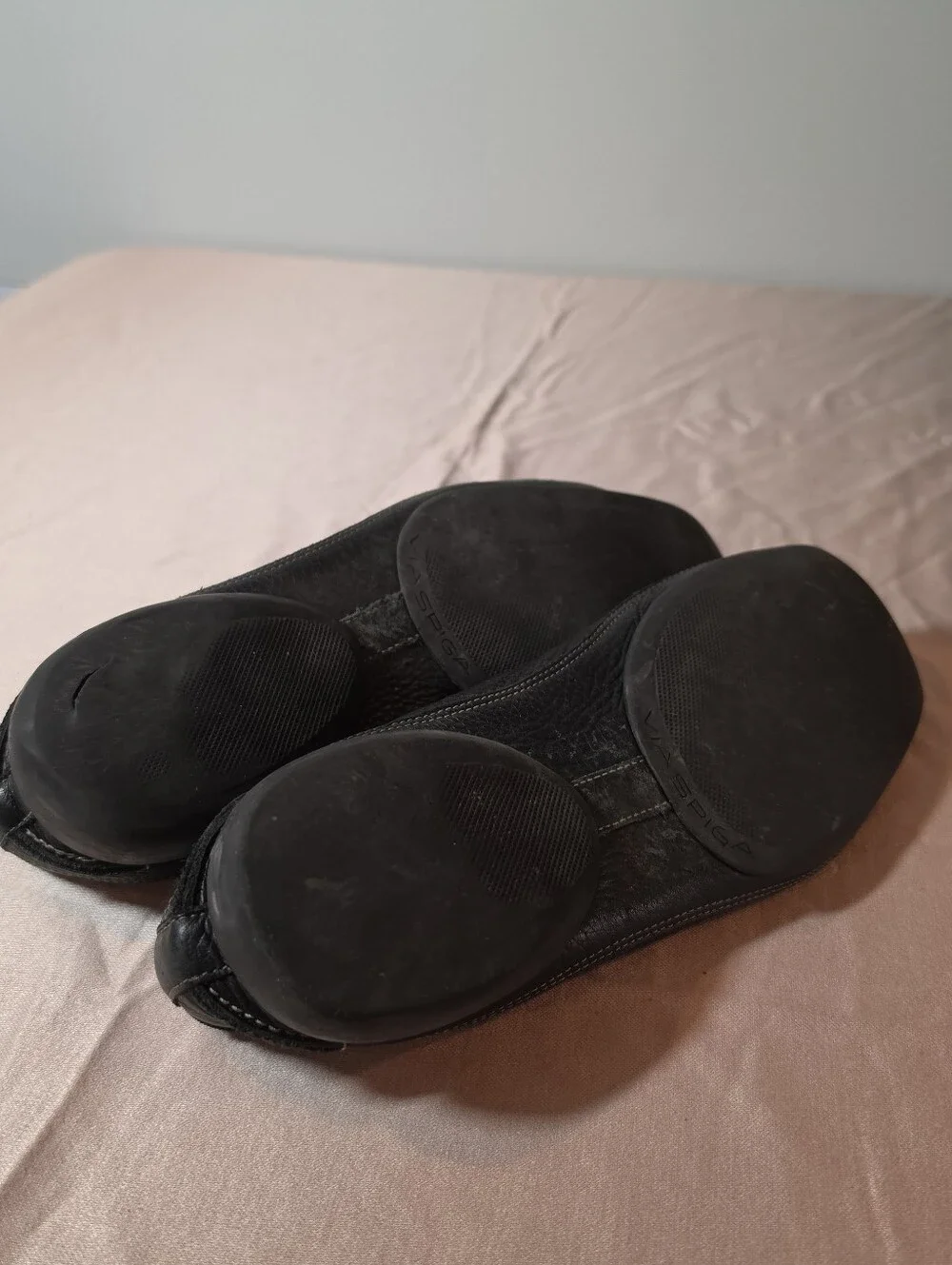 Via Spiga Black Leather Moccasin Loafers Made In Brazil US 10M Minor Flaws